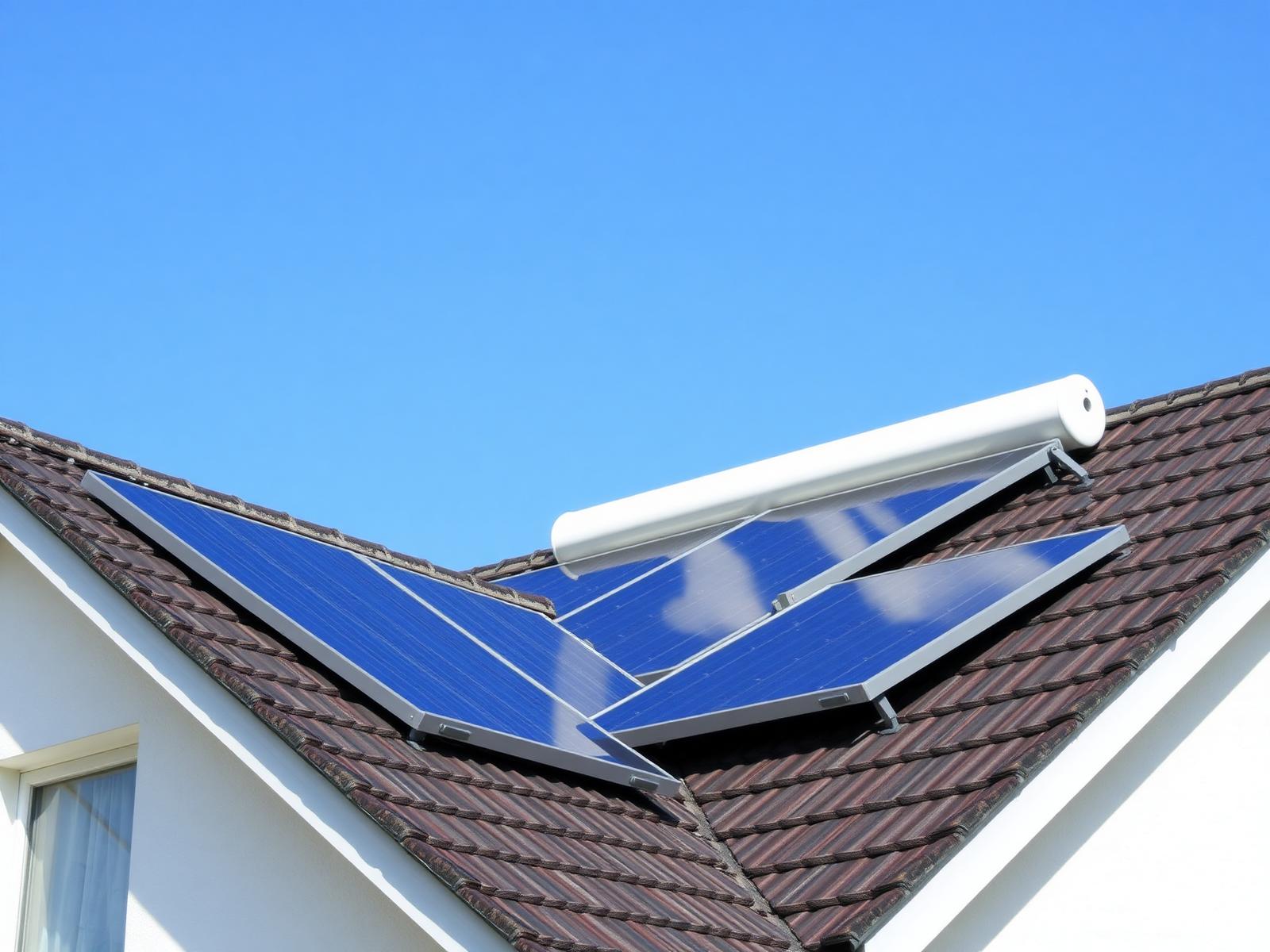Solarthermie-Kollektoren auf Hausdach
